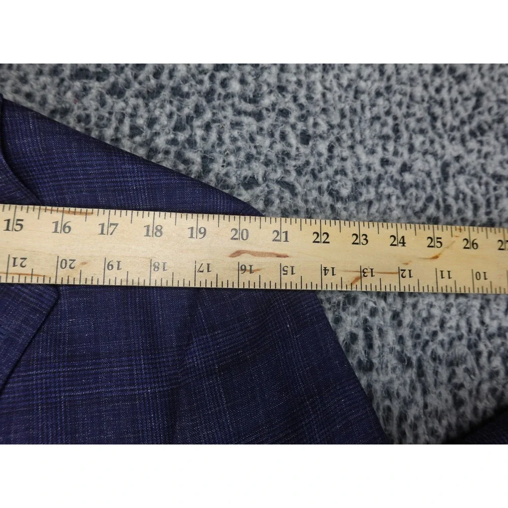 Peter Millar Blazer Mens 46R Navy Blue Good Glen Plaid Patch Pocket Sport Coat